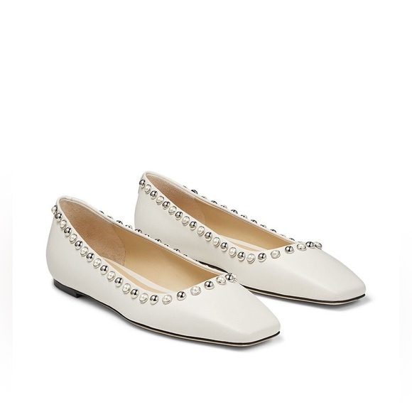 Authentic Jimmy Choo Mirele Flat Shoes Pearls Around 38 (US 8) $670 - Picture 7 of 9